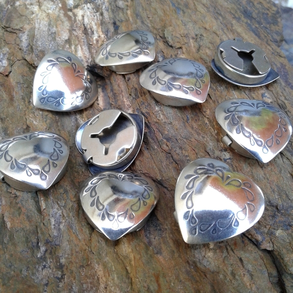 Sterling Silver SET of 9 Heart Button Covers - Picture 5 of 5